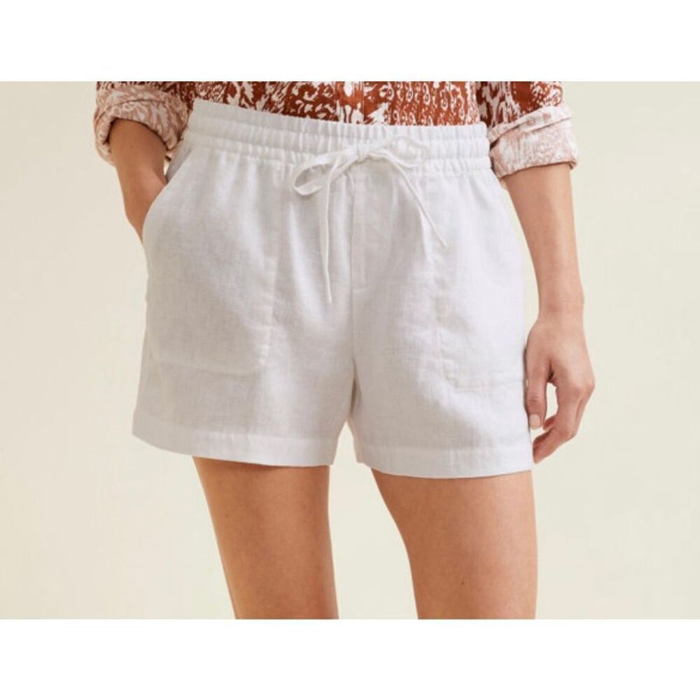 Garnet Hill 100% linen white 4” inseam shorts 16